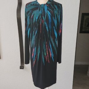 Maggy London Black and Blue Sheath Dress for Cocktail